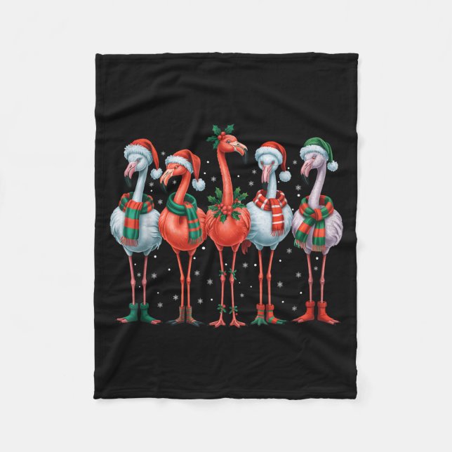 Manta Polar Funny Nk Flamingos Merry Christmas Tree Xmas Snowf (Anverso)