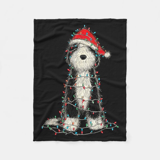 Manta Polar Funny Old English Sheepdog Christmas Graphics Dog  (Anverso)