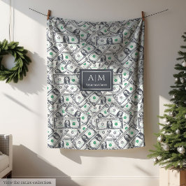 Manta Polar Funny One Dollar Pattern Custom Name Blanket