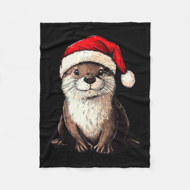 Manta Polar Funny Otter Santa Hat Xmas Otter Lovers Christmas  (Anverso)