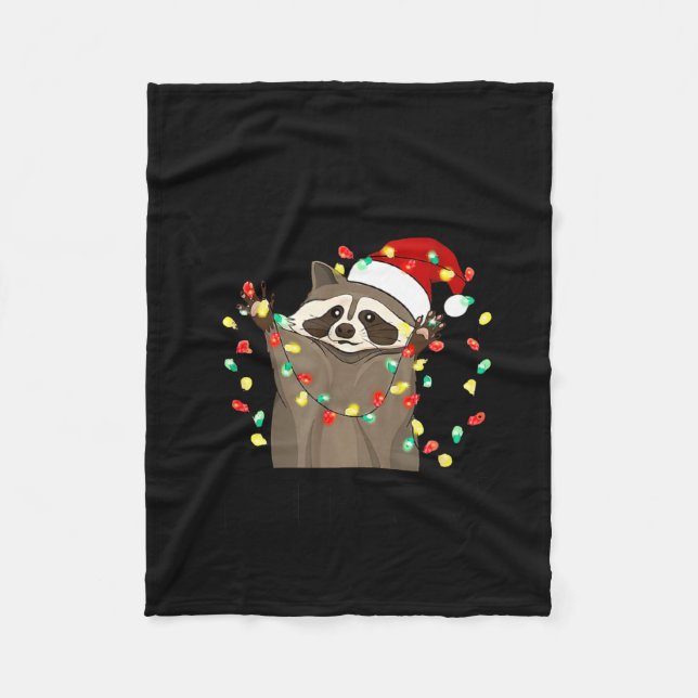 Manta Polar Funny Overstimulated But Festive Raccoon Christmas (Anverso)