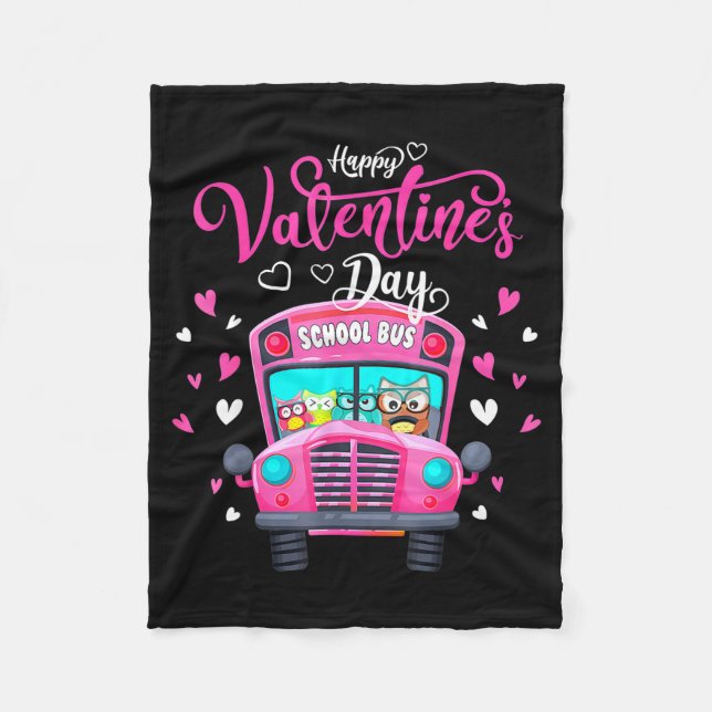 Manta Polar Funny Owls School Bus Driver Happy Valentines Day  (Anverso)