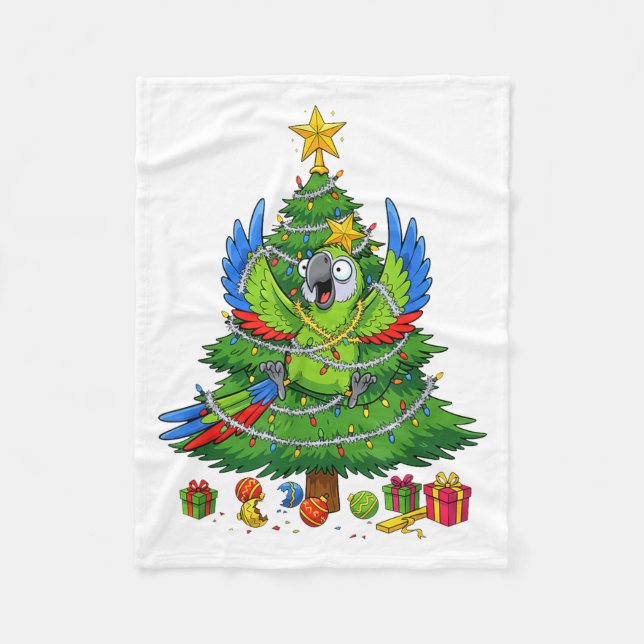 Manta Polar Funny Parrot Christmas Tree Lights Kids Mens Women (Anverso)