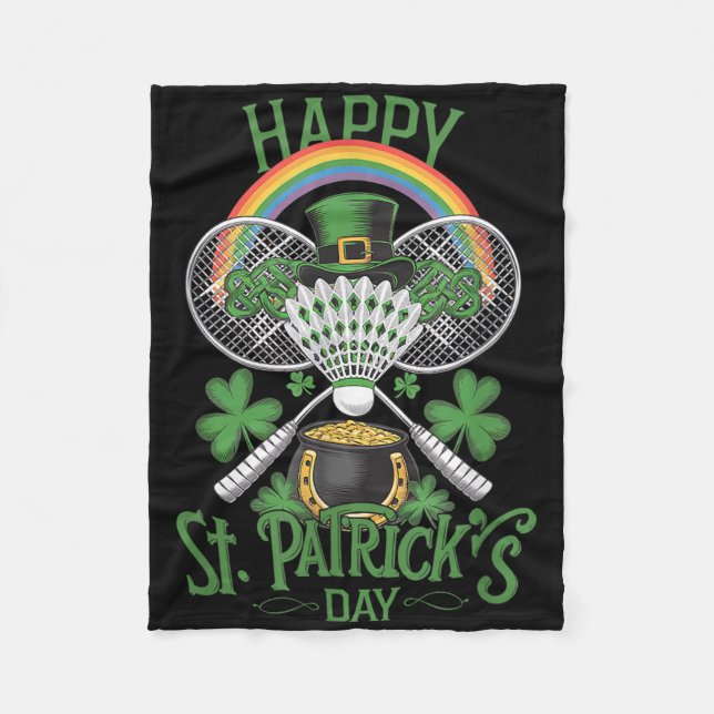 Manta Polar Funny Patricks Day Badminton Costume Four-leaf Clo (Anverso)