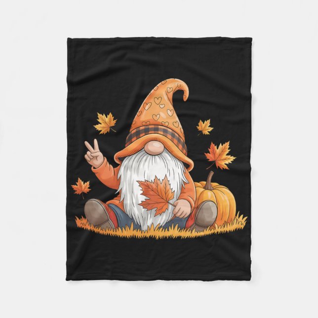 Manta Polar Funny Peace Gnome Halloween Thanksgiving Pumpkin A (Anverso)