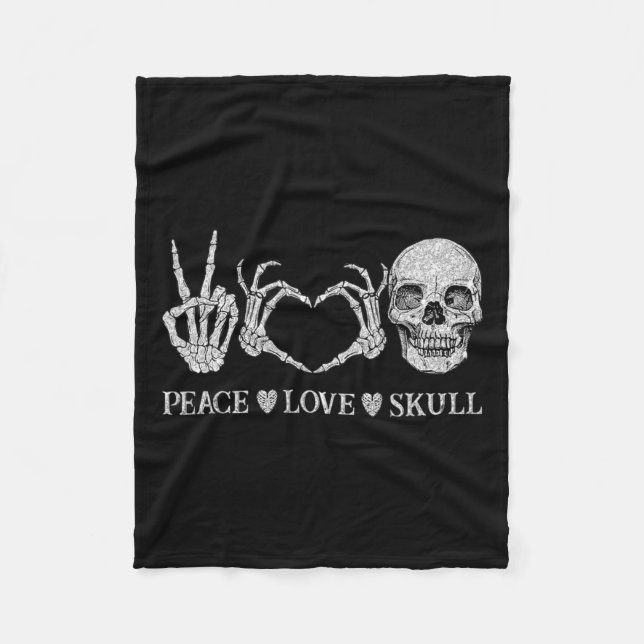 Manta Polar Funny Peace Love Skeleton Hands Halloween (Anverso)