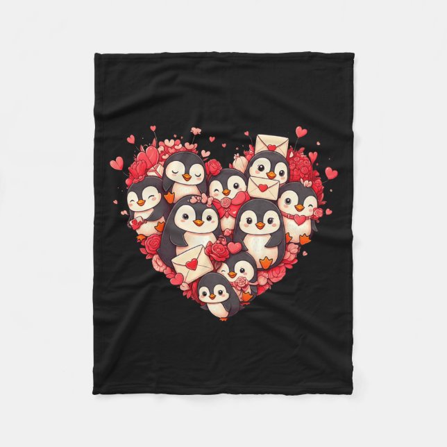 Manta Polar Funny Penguin Heart Valentine Penguin Womens Mens  (Anverso)