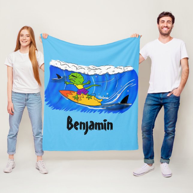 Manta Polar Funny personalizado de surf con lagarto frito (In situ)