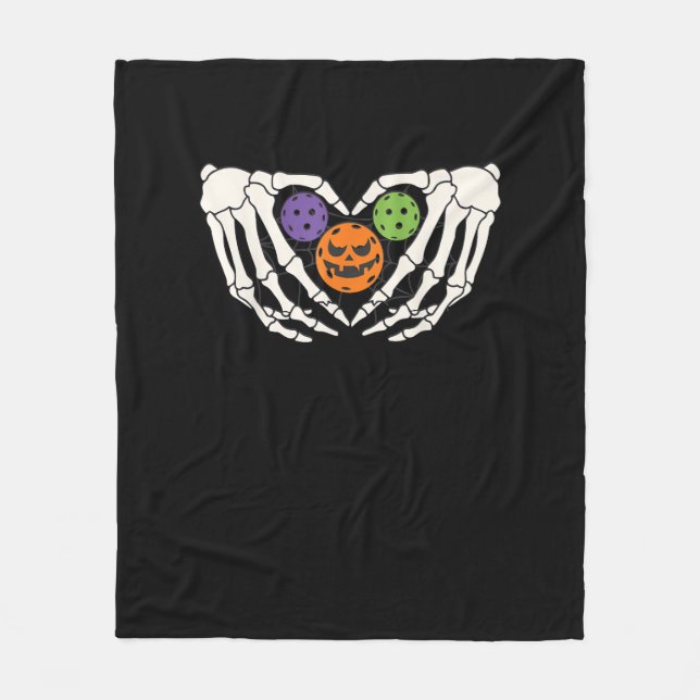 Manta Polar Funny Pickle Halloween Skeleton manos Pumpki del c (Anverso)