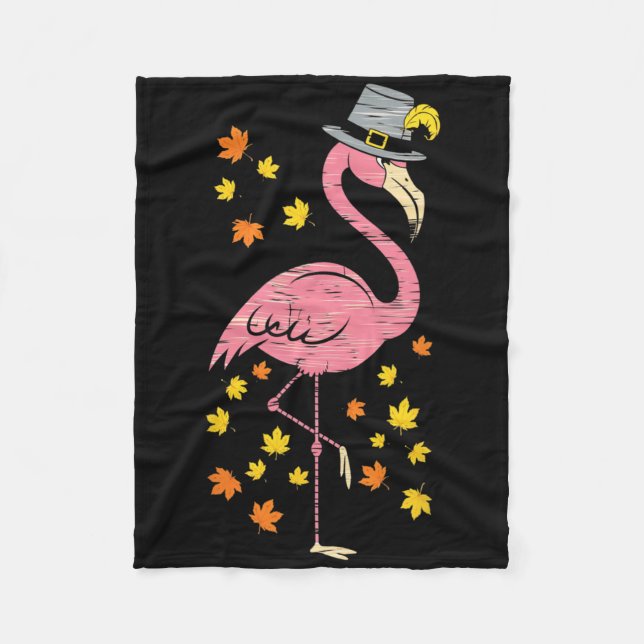 Manta Polar Funny Pilgrim Flamingo Thanksgiving Fall Autumn Co (Anverso)
