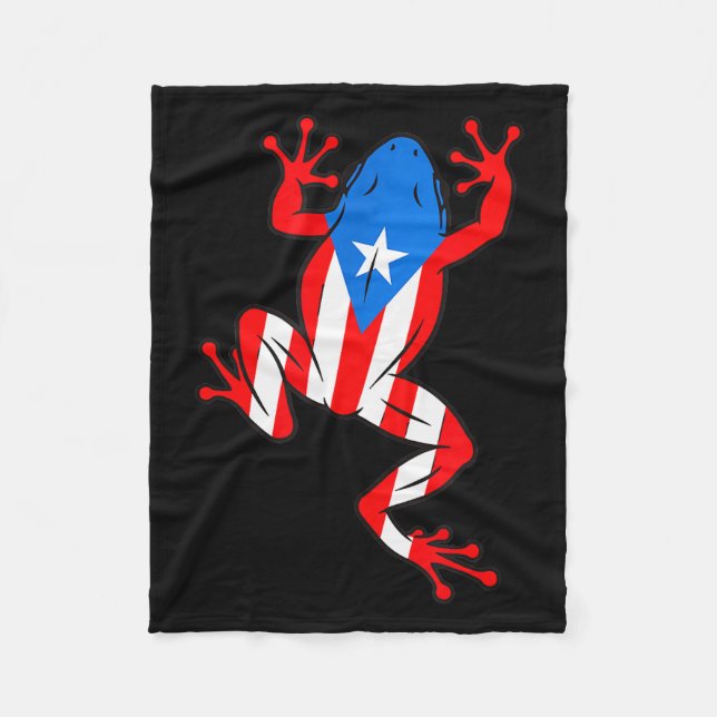 Manta Polar Funny Puerto Rico Coqui Frog Puerto Rican Flag Bor (Anverso)