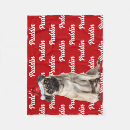 Manta Polar Funny Pug Dog with Name Pattern Christmas