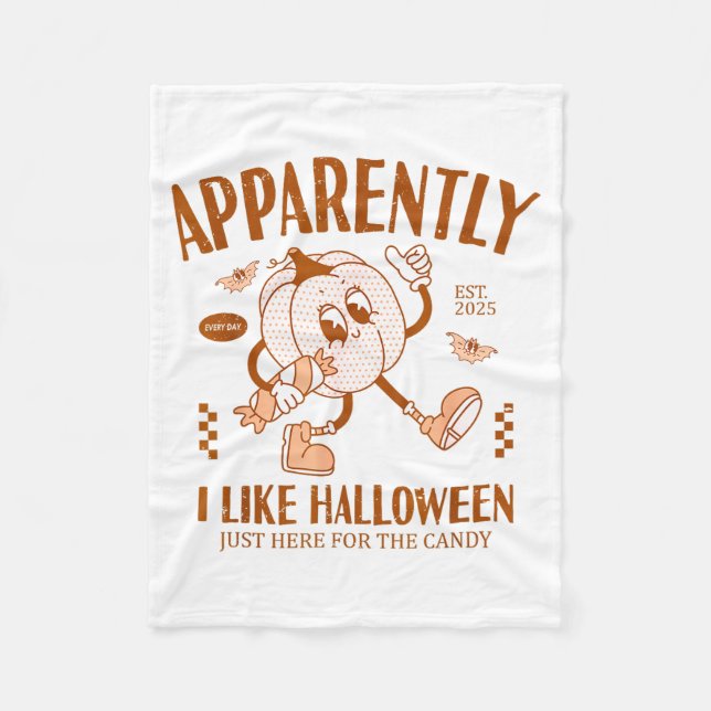 Manta Polar Funny Pumpkin Apparently, I Like Halloween  (Anverso)