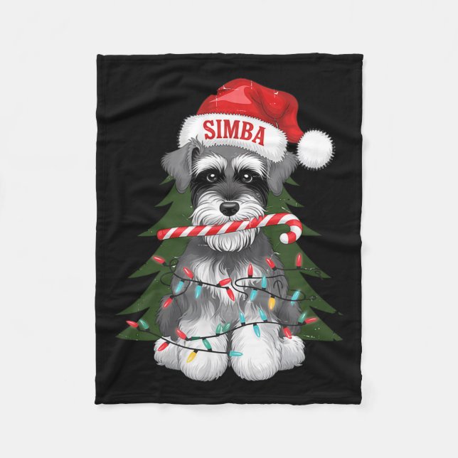 Manta Polar Funny Puppy Dog Christmas Holiday With Candy Cane  (Anverso)