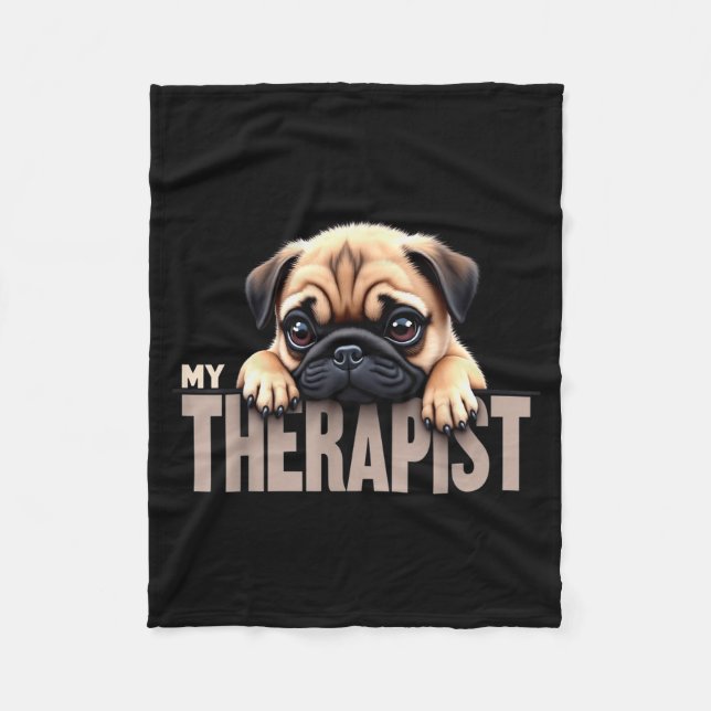 Manta Polar Funny Puppy My Therast Pug Dog  (Anverso)