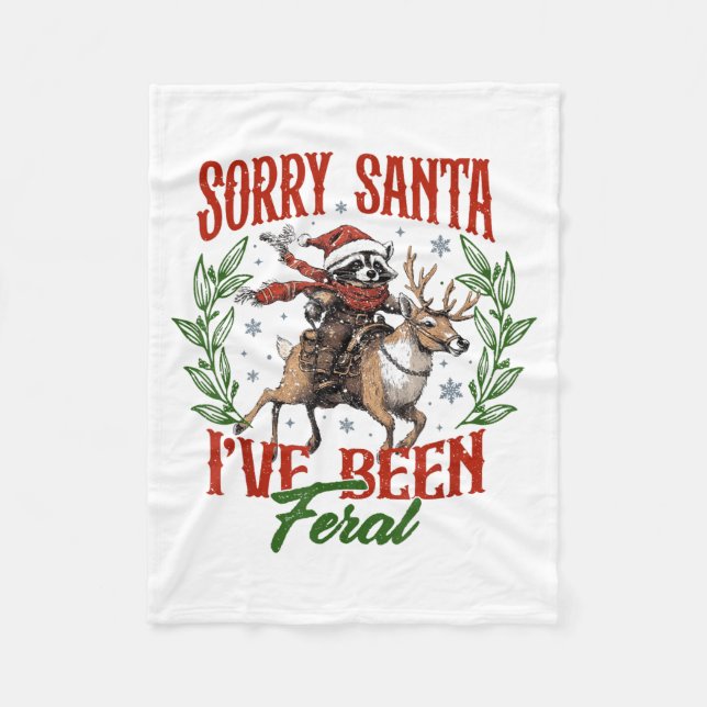 Manta Polar Funny Raccoon Christmas Holiday Sorry Santa I've B (Anverso)