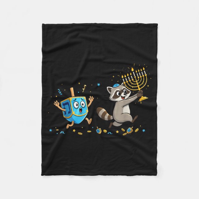Manta Polar Funny Raccoon Dreidel Menorah Hanukkah Kids Womens (Anverso)