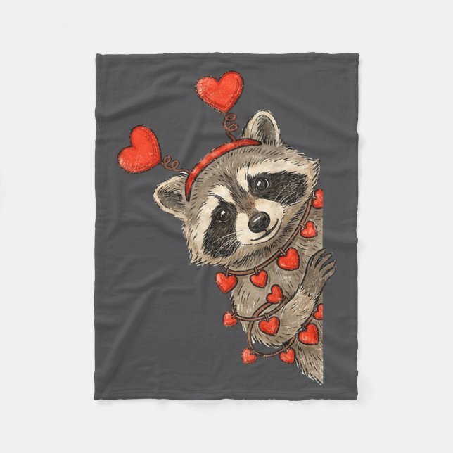 Manta Polar Funny Raccoon Heart Valentine Animal Raccoon Lover (Anverso)