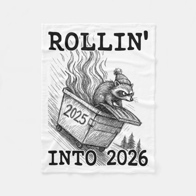 Manta Polar Funny Raccoon Rollin' Into 2026 Dumpster Fire New  (Anverso)