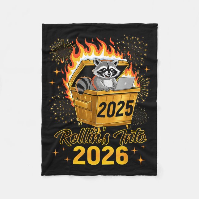 Manta Polar Funny Raccoon Rollin's Into 2026 New Year Matching (Anverso)