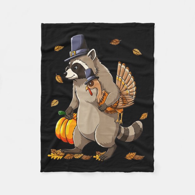 Manta Polar Funny Raccoon Turkey Pumpkin Thanksgiving Gift Men (Anverso)
