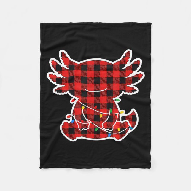 Manta Polar Funny Red And Black Buffalo Plaid Axolotl Christma (Anverso)