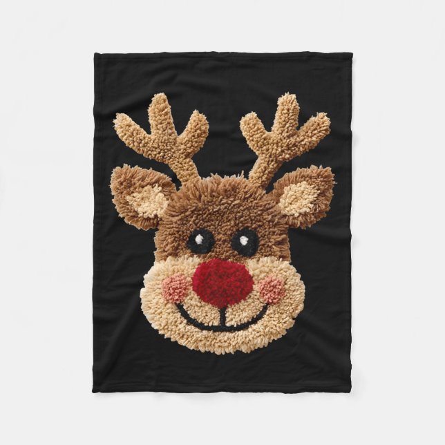 Manta Polar Funny Reindeer Rudolph Crochet Merry Christmas Xma (Anverso)