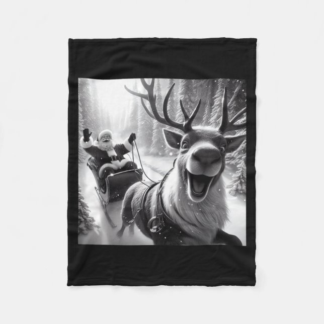 Manta Polar Funny Reindeer Selfie Santa Christmas Shirts Men W (Anverso)