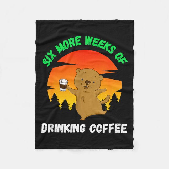 Manta Polar Funny Retro Groundhog Day 2022 Meme, Coffee Drinki (Anverso)