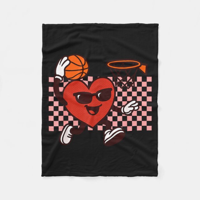 Manta Polar Funny Retro Heart Graphic Basketball Player Kids V (Anverso)
