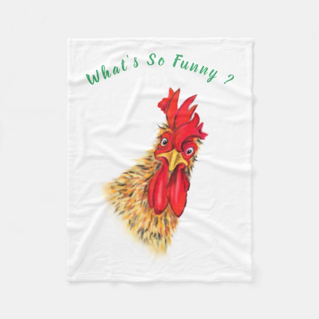 Manta Polar Funny Rooster Fleece Blanket - Texto Personalizado (Anverso)