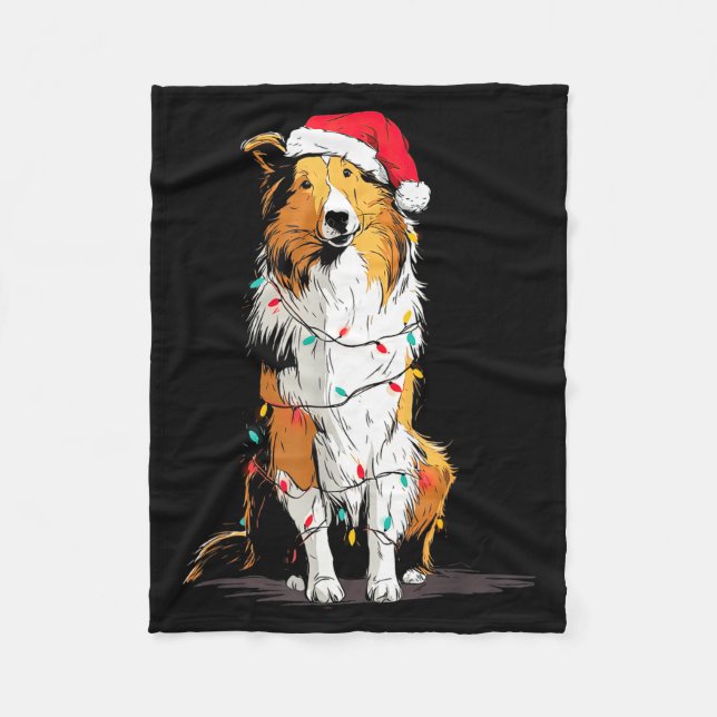 Manta Polar Funny Rough Collie Christmas Graphics Dog Lights L (Anverso)