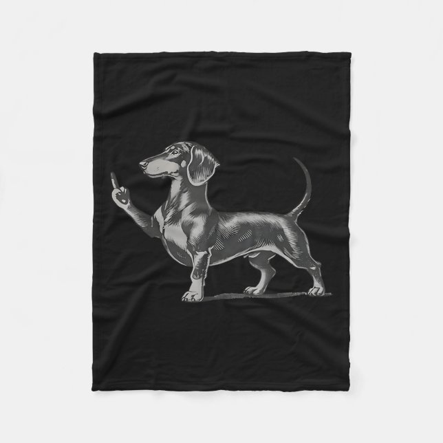 Manta Polar Funny Rude Black Dachshund Dog Meme Middle Finger  (Anverso)