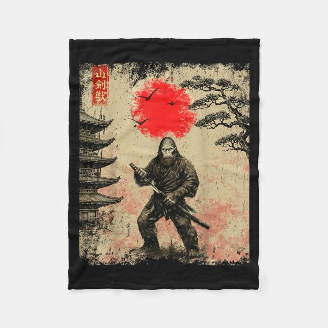 Manta Polar Funny Samurai Bigfoot Japanese Art Graphic Tee Ani (Anverso)
