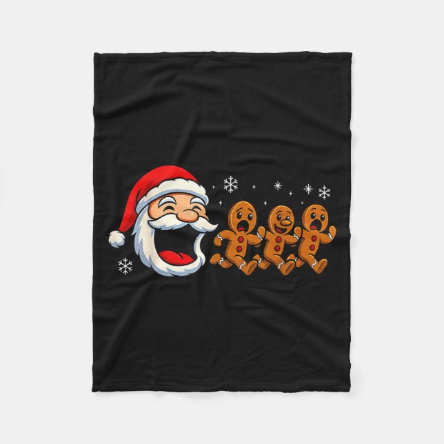Manta Polar Funny Santa Chasing Gingerbread Christmas Cookie  (Anverso)