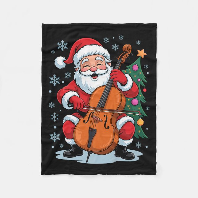 Manta Polar Funny Santa Christmas Design Cello Holiday Xmas Pa (Anverso)
