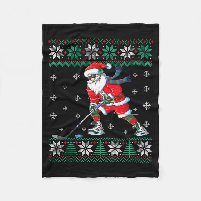 Manta Polar Funny Santa Claus Christmas Ice Hockey Ugly Sweate (Anverso)