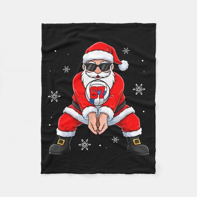 Manta Polar Funny Santa Claus Playing Volleyball Six Seven Chr (Anverso)