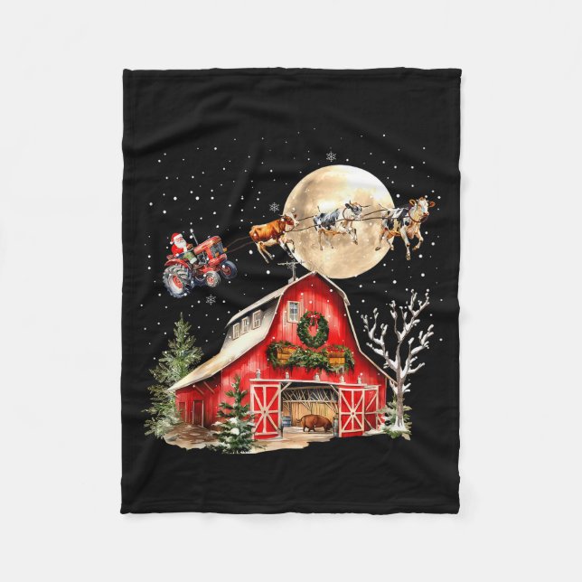Manta Polar Funny Santa Claus Tractor Cows Farm Farmer Christm (Anverso)