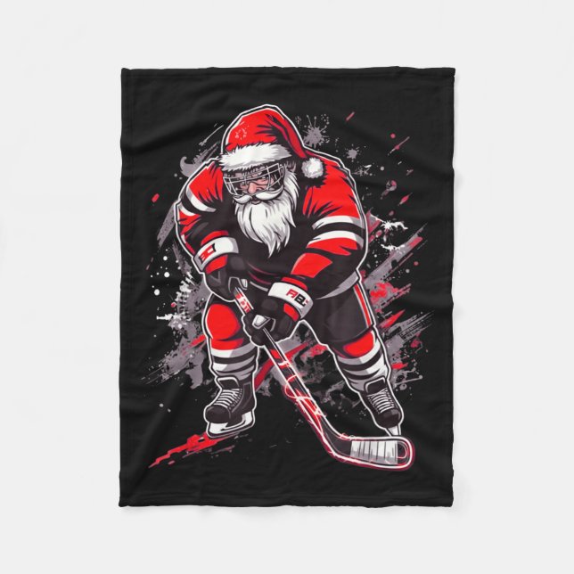 Manta Polar Funny Santa Hockey Christmas Retro Winter Player X (Anverso)