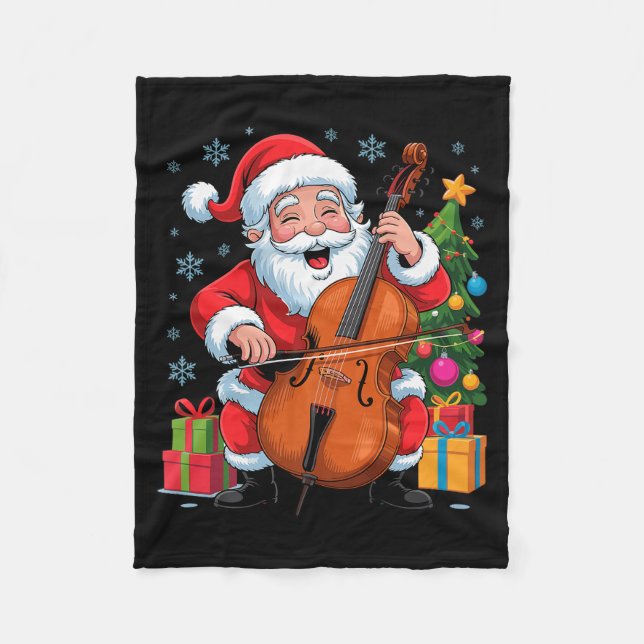 Manta Polar Funny Santa Playing Cello Holiday Chrismas Xmas Pa (Anverso)