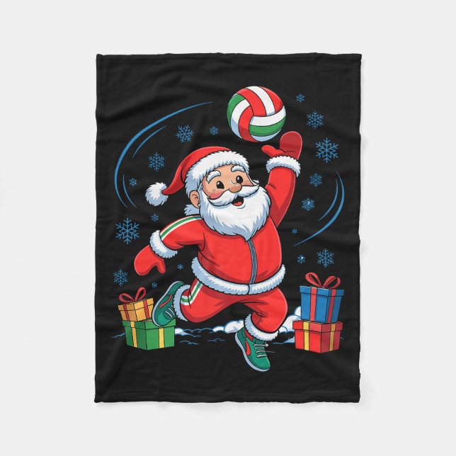 Manta Polar Funny Santa Playing Volleyball Holiday Christmas X (Anverso)