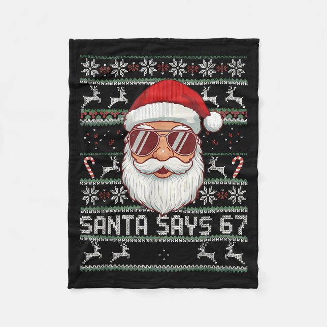 Manta Polar Funny Santa Says 67 Ugly Christmas Sweater  (Anverso)