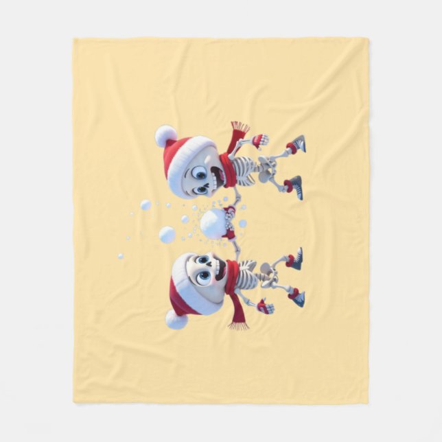 Manta Polar Funny Santa Skeletons Having a Snowball Fight  (Anverso)