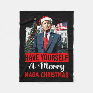 Manta Polar Funny Santa Trump se tiene una feliz Navidad