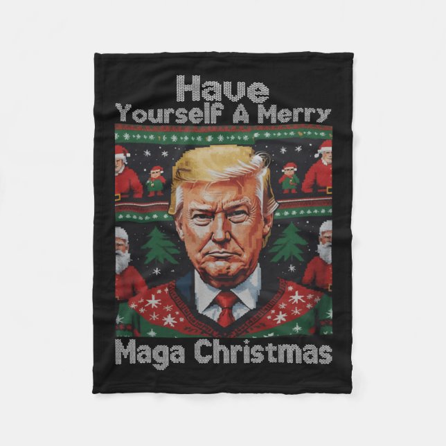 Manta Polar Funny Santa Trump se tiene una feliz Navidad (Anverso)