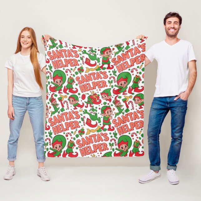 Manta Polar Funny Santa's Little Helper Elf Retro Cartoon  (In situ)