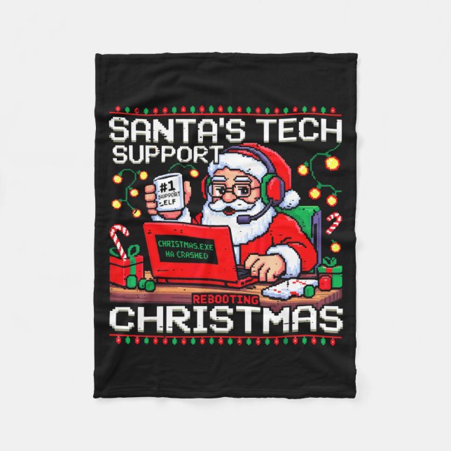 Manta Polar Funny Santa's Tech Suprt Rebooting Christmas Ugly  (Anverso)