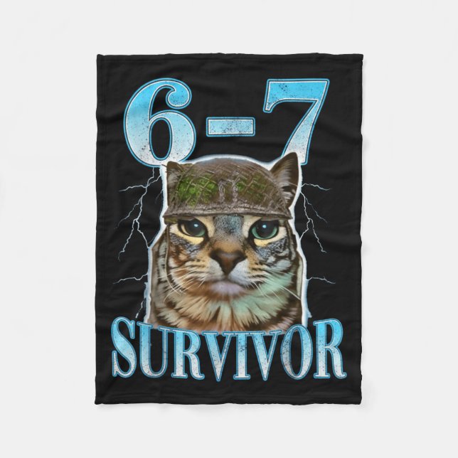 Manta Polar Funny Saying 67 Cats Tummy Ache Survivor Cat Meme  (Anverso)