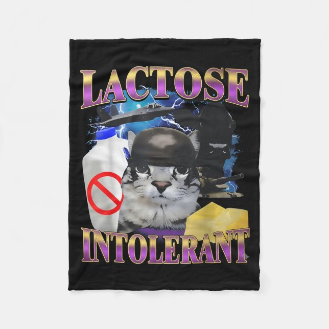 Manta Polar Funny Saying Lactose Intolerant Silly Cat Meme Cat (Anverso)